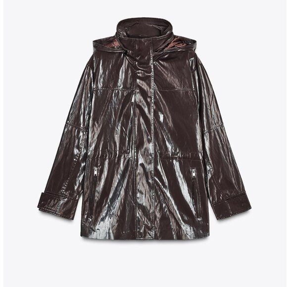 SHINY HOODED PARKA ZW COLLECTION - Picture 4 of 12